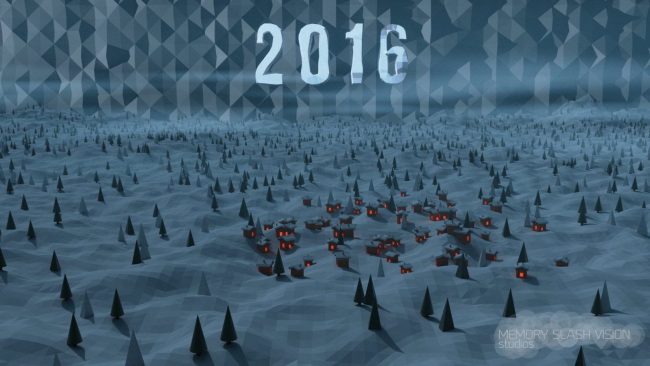 Happy New Year 2016 – Memory Slash Vision studios Happy New Year - Paesaggio low poly innevato in 3D realizzato con Blender - Memory Slash Vision studios