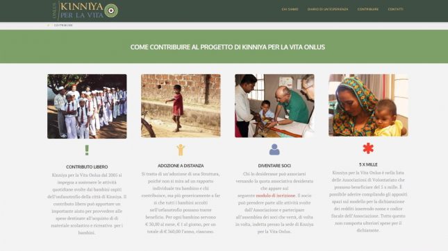 Web site Kinniya per la Vita ONLUS - Memory Slash Vision studios