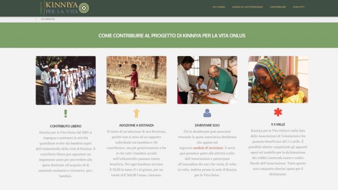 Web site Kinniya per la Vita ONLUS - Memory Slash Vision studios