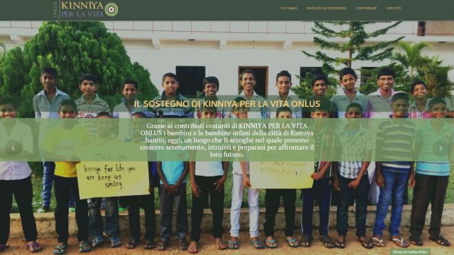 Home page web site Kinniya per la Vita ONLUS - Memory Slash Vision studios